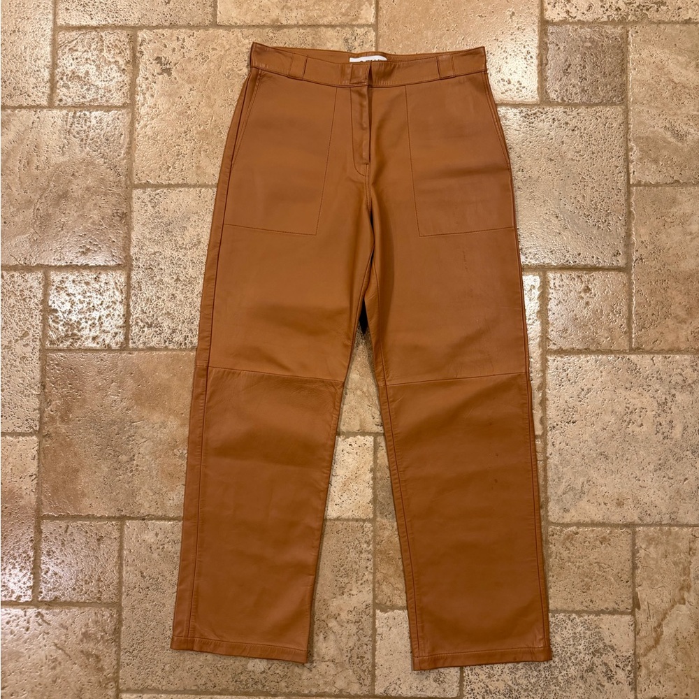 Loewe Pantalon Broncead Calfskin Leather Tan/Brown Trouser Pants